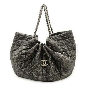 CHANEL Gray Logo Shoulder Bag